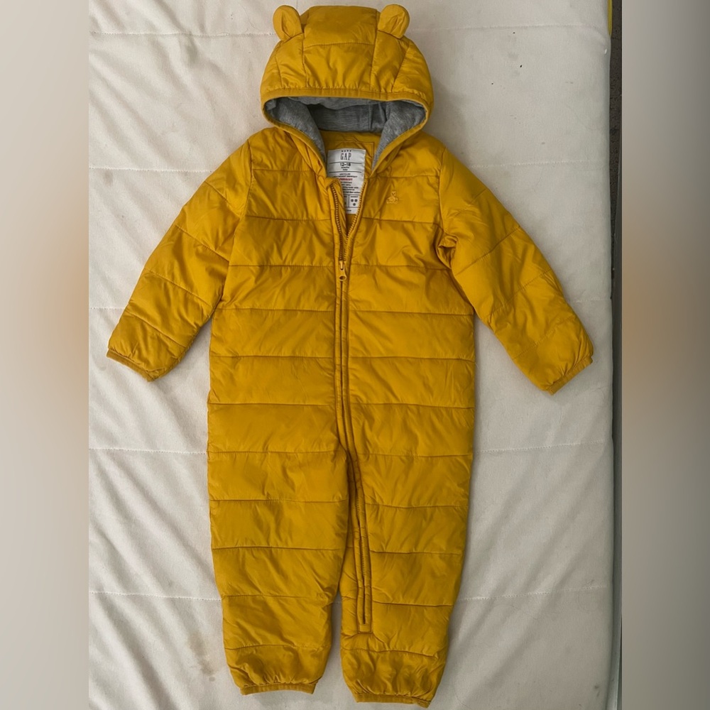 GAP Baby Lightweight Snowsuit with Hood Yellow 12-18 Months